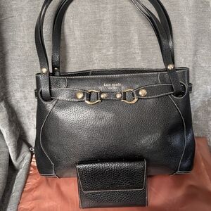 kate spade Black Leather Shoulder Bag with Matching Wallet